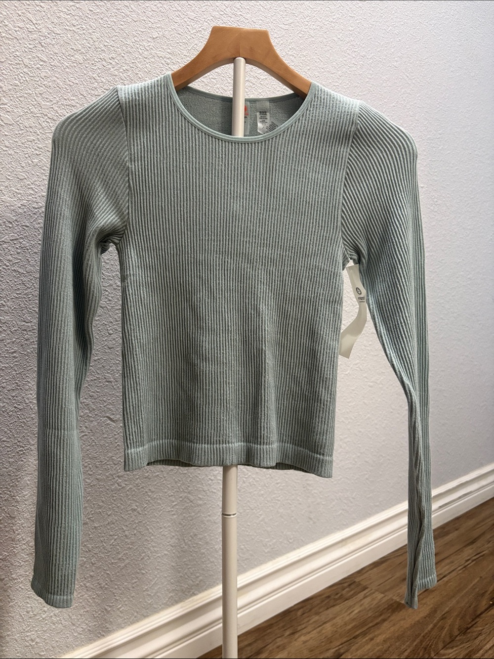 Mono B Ribbed Long Sleeve Top - Light Sage